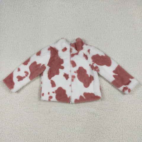 GT1027 Cow Plush Zipper Kids Coat