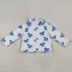 GT1049 Bows Blue Plush Zipper Kids Coat