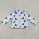 GT1049 Bows Blue Plush Zipper Kids Coat