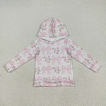 GLP2614 Flower Bows Pink Hoodie Girls Flared Set