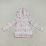 GLP2614 Flower Bows Pink Hoodie Girls Flared Set