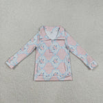 GT1062 Flower Bows Orange Yoga Girls Zipper Pullover