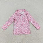 GT1070 Leopard Pink Yoga Girls Zipper Pullover
