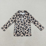 GT1072 Leopard Brown Yoga Girls Zipper Pullover