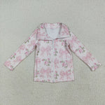 GT1075 Flower Bows Pink Yoga Kids Zipper Coat