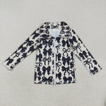 GT1084 Coquette Bows Black Yoga Kids Zipper Coat