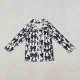 GT1084 Coquette Bows Black Yoga Kids Zipper Coat