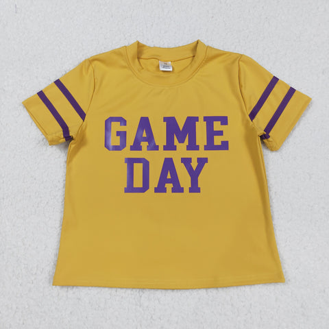 GT1100 Vinyl Game Day Cheer Yellow Kids Girls Shirt Top