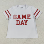 GT1102 Vinyl Game Day Cheer Red White Kids Girls Shirt Top