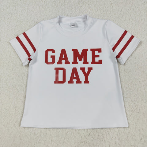 GT1102 Vinyl Game Day Cheer Red White Kids Girls Shirt Top