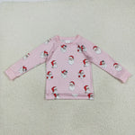 GT1111 Christmas Santa Pink Kids Girls Shirt Top