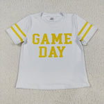 GT1115 Vinyl Game Day Yellow Kids Girls Shirt Top