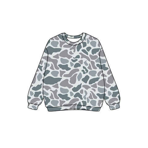 Preorder 08.23 GT1127 Fashion Camo Grey Women Sweatshirt Adult's Shirt Pullover