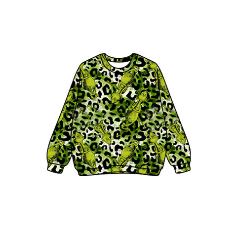 Preorder MOQ 5 pcs GT1128 Christmas Leopard Green Kids Boys Shirt