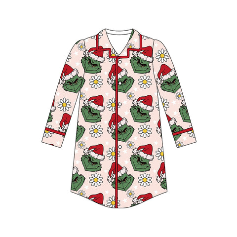 Preorder 08.24 GT1130 Christmas Flower Red Sleepwear Adult's Shirt Dress