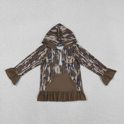 GT1135 Embroidery Hunting Camo Elk Hoodie Kids Girls Pullover