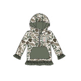 Preorder Samples GT1136 Embroidery Hunting Camo Dog Elk Hoodie Kids Girls Pullover