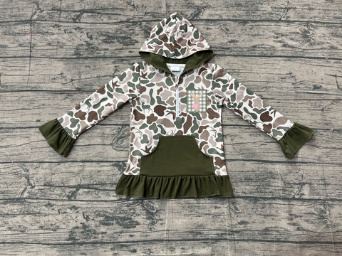 Preorder Samples GT1136 Embroidery Hunting Camo Dog Elk Hoodie Kids Girls Pullover