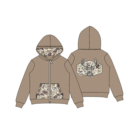 Preorder MOQ 5 pcs GT1144 Hunting Camo Elk Hoodie Kids Coat