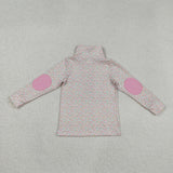 GT1145 Flower Floral Pink Zipper Kids Girls Pullover