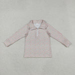 GT1145 Flower Floral Pink Zipper Kids Girls Pullover