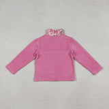 GT1149 Coquette Bows Pink Sherpa Zipper Kids Girls Pullover