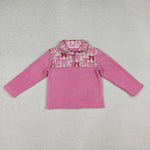 GT1149 Coquette Bows Pink Sherpa Zipper Kids Girls Pullover