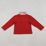 GT1150 Christmas Bows Red Sherpa Zipper Kids Girls Pullover