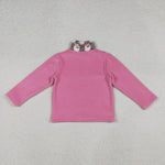GT1151 Christmas Santa Pink Sherpa Zipper Kids Girls Pullover
