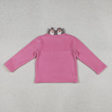 GT1151 Christmas Santa Pink Sherpa Zipper Kids Girls Pullover