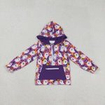 GT1155 Halloween Ghost Leopard Purple Hoodie Kids Girls Pullover