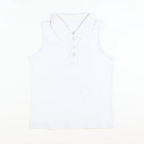 Preorder MOQ 5 pcs GT1156 Tennis Buttons Polo Solid Color White Kids Girls Shirt Top