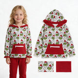 GT1163 Christmas Green Animals Kids Girls Hoodie Pullover