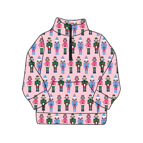Preorder 09.25 GT1172 Christmas Soldier Pink Zipper Adult's Shirt Pullover