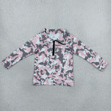 GT1178 Hunting Camo Pink Zipper Yoga Kids Girls Pullover