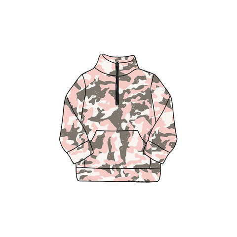 Preorder 09.25 GT1178 Hunting Camo Pink Zipper Kids Girls Pullover