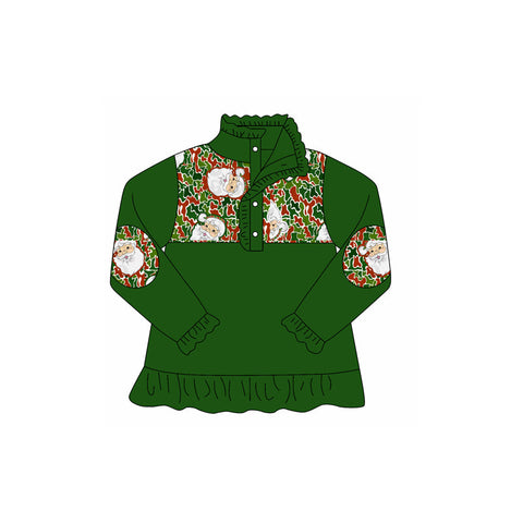 Preorder MOQ 5 Pcs GT1184 baby girls Christmas green long sleeve top