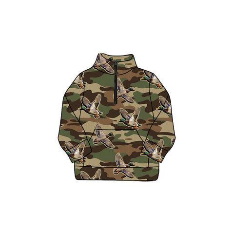 Preorder MOQ 5 Pcs GT1185 baby girls duck camo zip top yoga