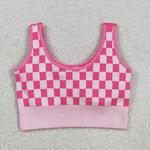 GSSO2704 Pink Plaid Yoga Sports Adult Women's Outfits