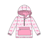 Preorder MOQ 5 Pcs GT1193 baby girls pink bow hoodies zipper top
