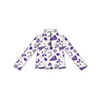 Preorder MOQ 5 Pcs GLD1287 Go Team Football Purple Yoga Zipper Pullover Girls Skorts Set