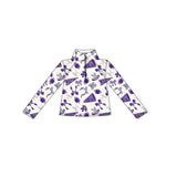 Preorder MOQ 5 Pcs GLD1287 Go Team Football Purple Yoga Zipper Pullover Girls Skorts Set