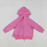 US Warehouse GT1200 Pink Bows Zipper Hoodie Girl's Sweatshirt Coat