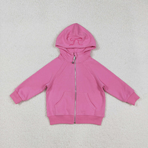 US Warehouse GT1200 Pink Bows Zipper Hoodie Girl's Sweatshirt Coat
