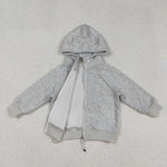 US Warehouse GT1204 Grey Bows Zipper Hoodie Girl's Sweatshirt Coat