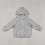 US Warehouse GT1204 Grey Bows Zipper Hoodie Girl's Sweatshirt Coat