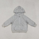 US Warehouse GT1204 Grey Bows Zipper Hoodie Girl's Sweatshirt Coat