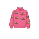Preorder MOQ 5 Pcs GLD1288 Football Bows Pink Yoga Zipper Pullover Girls Skorts Set