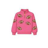 Preorder MOQ 5 Pcs GLD1288 Football Bows Pink Yoga Zipper Pullover Girls Skorts Set