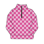 Preorder GT1209 Pink Plaid Yoga Kids Zipper Pullover Shirt Top (Deadline 2025.9.23)